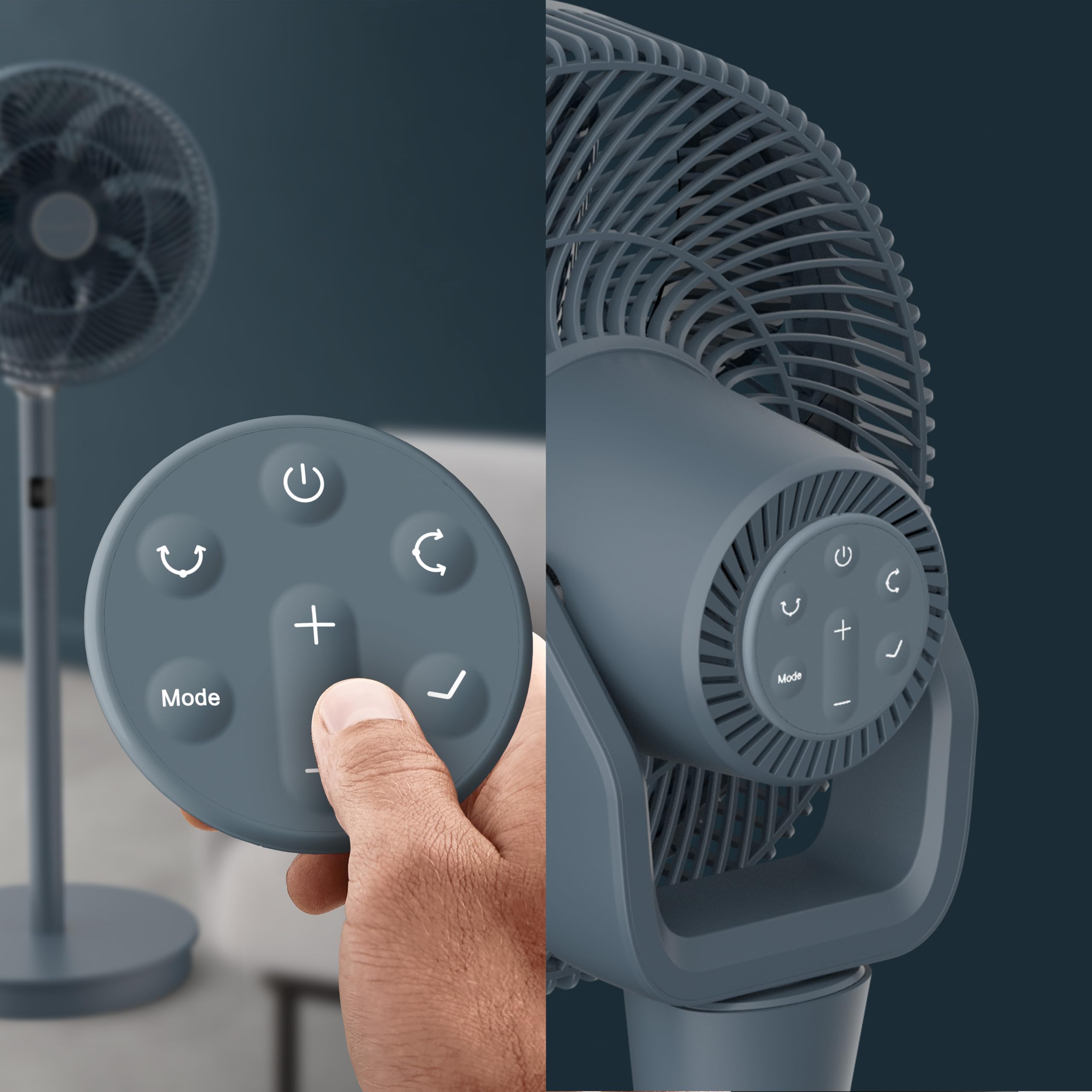 Rowenta Turbo Silence Compact 3D Multiflow, Standventilator, 19 dB, Reichweite 25 m, multidirektionale Oszillation, 18 Geschwindigkeitsstufen, Nachtmodus, Fernbedienung, QV5041F1