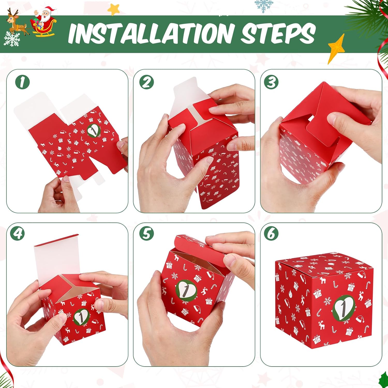 Watersay 24 Pcs Empty Advent Calendar Boxes to Fill 2026 Christmas DIY Advent Countdown Gift Boxes for Boys Girls Adults Party Favor(Red, Green)