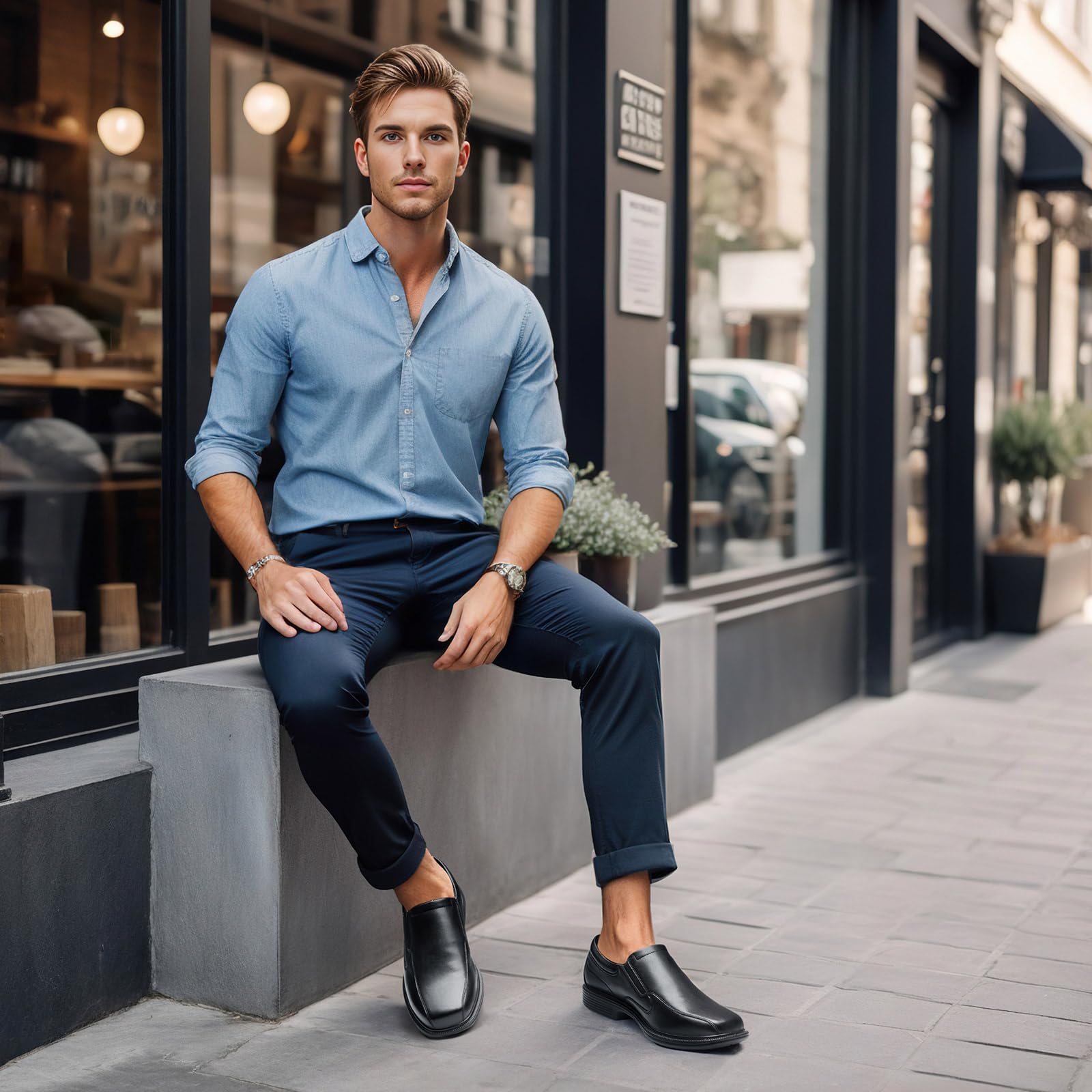 HEEZ Anzugschuhe Herren Loafer Spaltleder Business Schuhe Oxford Schuhe