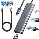 USB C Video Splitter for USBC PD Monitor, Portable Screen, Type C Monitors, 4-Port USB-C 3.2 Gen 2 10Gbps Hub, DP Alt 4K@30-60Hz, 100W PD, for Win/Chrome Laptop, AR Glasses, Game Console