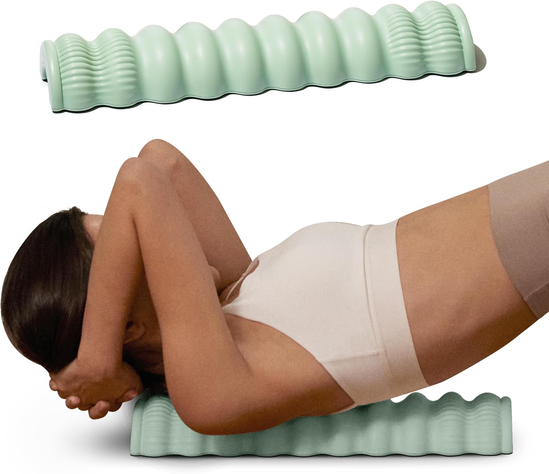 Wave Pillow II - Spine Stretcher Massage Tool, Yoga & Piliates Spine Alignment Corrector for Back Pain Relief, Neck, Shoulder, Lower Back & Hip Massage Device (Soft Mint)