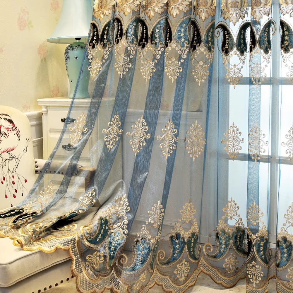 AiFish Embroidered Sheer Curtains Beautiful Edge Chili Peppers Elegant Lace Window Treatment Drape Panels Rod Pocket Voile Tulle Curtains for Sliding Glass Door Living Room 1 Panel W39 x L96 inch