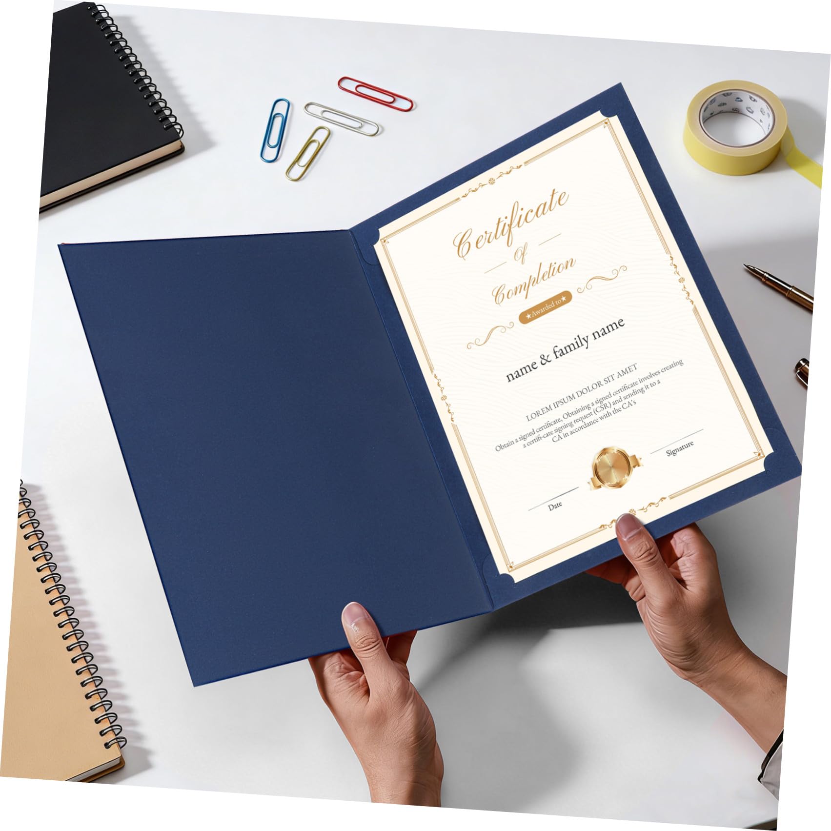 30 Pezzi Portadocumenti Certificati Carta Bordo Oro per Presentazioni