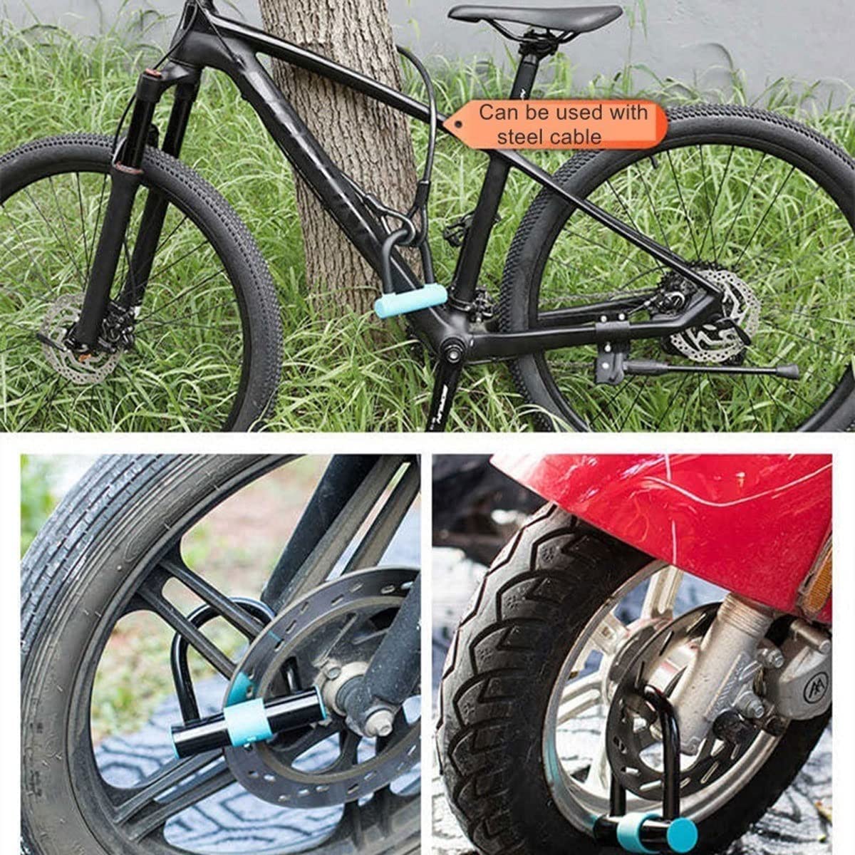 Candado de Acero para Bicicleta, Mini candado en U con Llaves para Scooter, Bicicleta, antirrobo, portátil, para Deportes, Bicicleta, Coche eléctrico, Motocicleta, Ciclismo (E 13,5 x 7 cm)