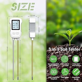 NALACAL 3-in-1 Digital Soil Moisture Meter with Backlight LCD Display - Measures Temperature Moisture and PH, Ideal for House Plants, Gardens Lawns, Indoor & Outdoor Use