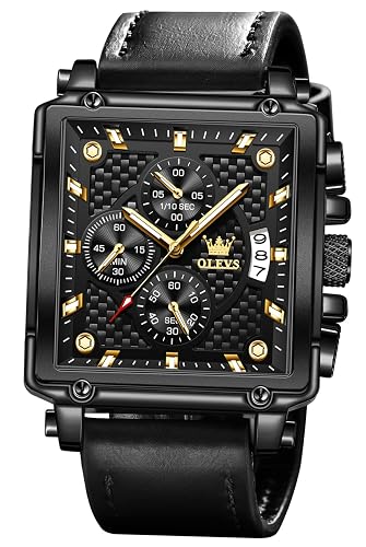 OLEVS Square Watches for Men Chronograph Fashion Business Watch Luminous