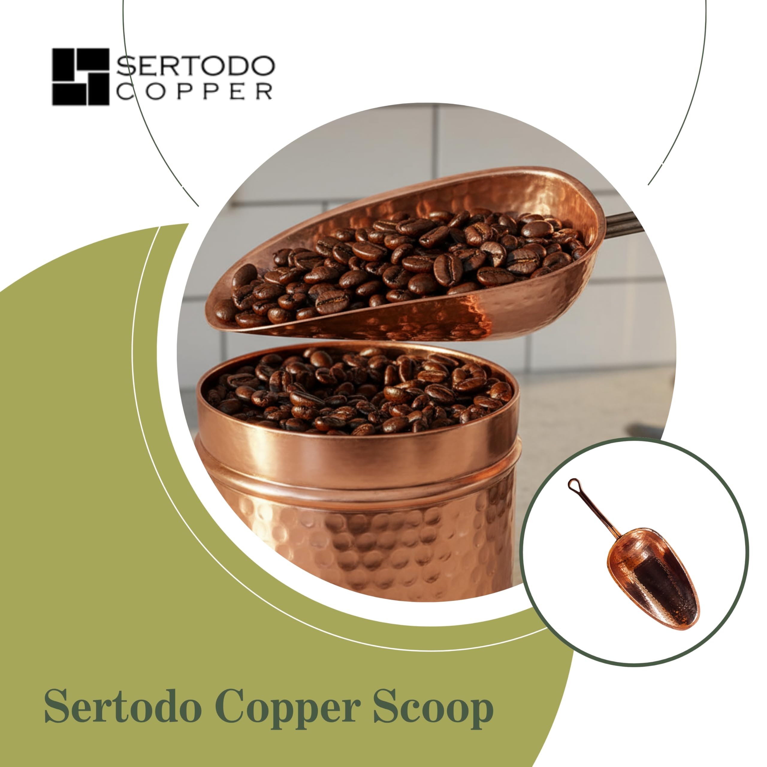 Sertodo Copper Cuchara de hielo | Herramienta de barra de calibre pesado martillada a mano | 10 onzas