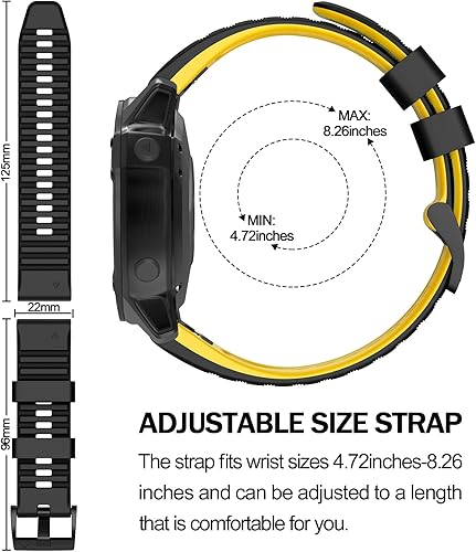 Miniatura 10 de Compatible con Garmin Fenix 66 Pro Band 0.866 pulgadas (0.866 in) Correa de silicona suave de fácil ajuste para relojes inteligentes Fenix 5