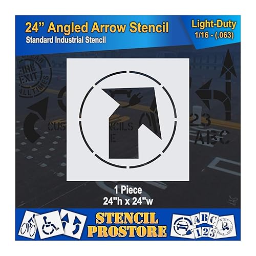 Miniatura 5 de Plantilla de marcado de piso de seguridad, plantilla de flecha en ángulo de 24 pulgadas, 24 x 24 x 18 pulgadas (128 mil), grado profesional