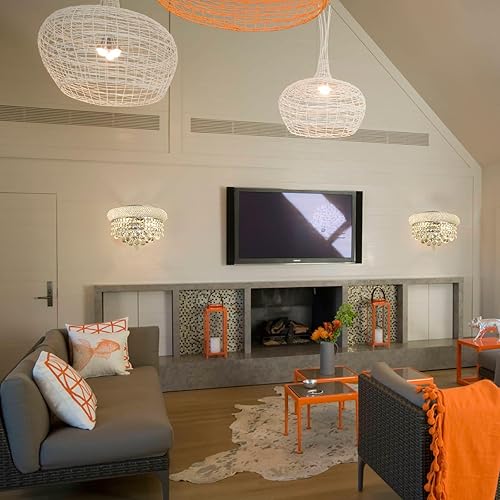 Miniatura 4 de Homeooze Aplique de pared de cristal imperio de 2 luces para sala de estar, comedor, baño, espejo de tocador, pasillo, dormitorio, armario, escalera