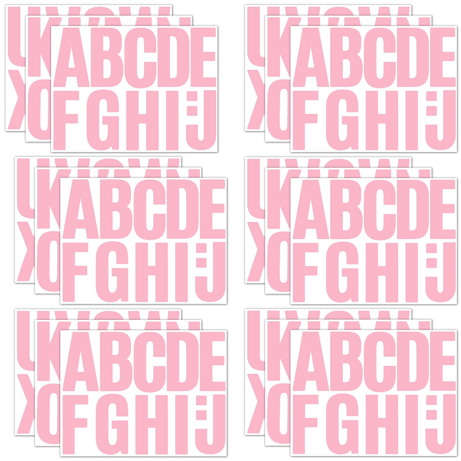 18 Hojas Pegatinas de Letras Mayúsculas, Pegatinas de Alfabeto Impermeables de 10,16cm Pegatinas de Letras Autoadhesivas Letras de Álbum de Recortes para Exteriores Decoración (Rosa)
