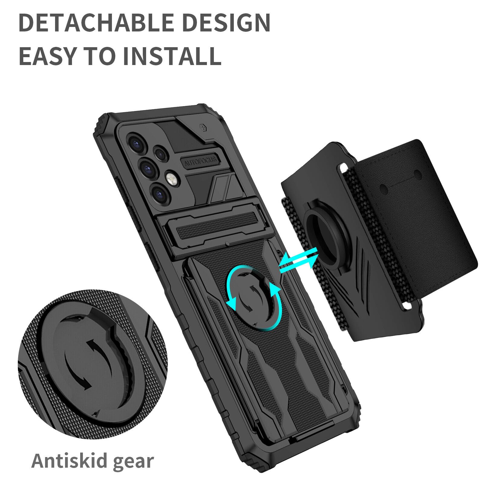 Generic Pour Realme C20 (couleur : noir/rose) Support magnétique en silicone rigide avec sangle de support