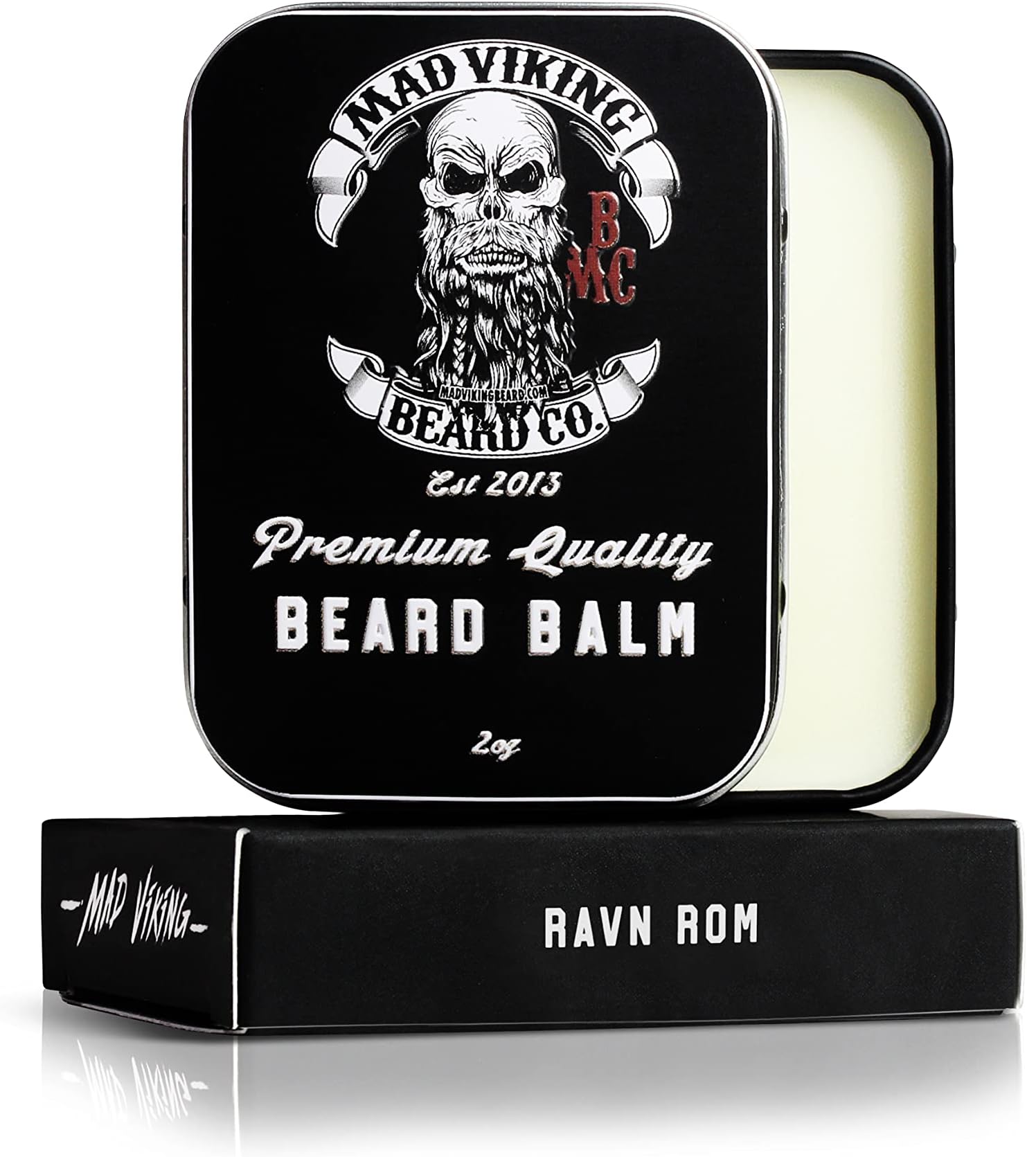 Mad Viking Beard Company Beard Balm for Men, 2oz - All Natural Ingredients, Handmade and Cruelty-Free, Medium to Heavy Hold, Ravn Rom - Beard Hair Conditioner