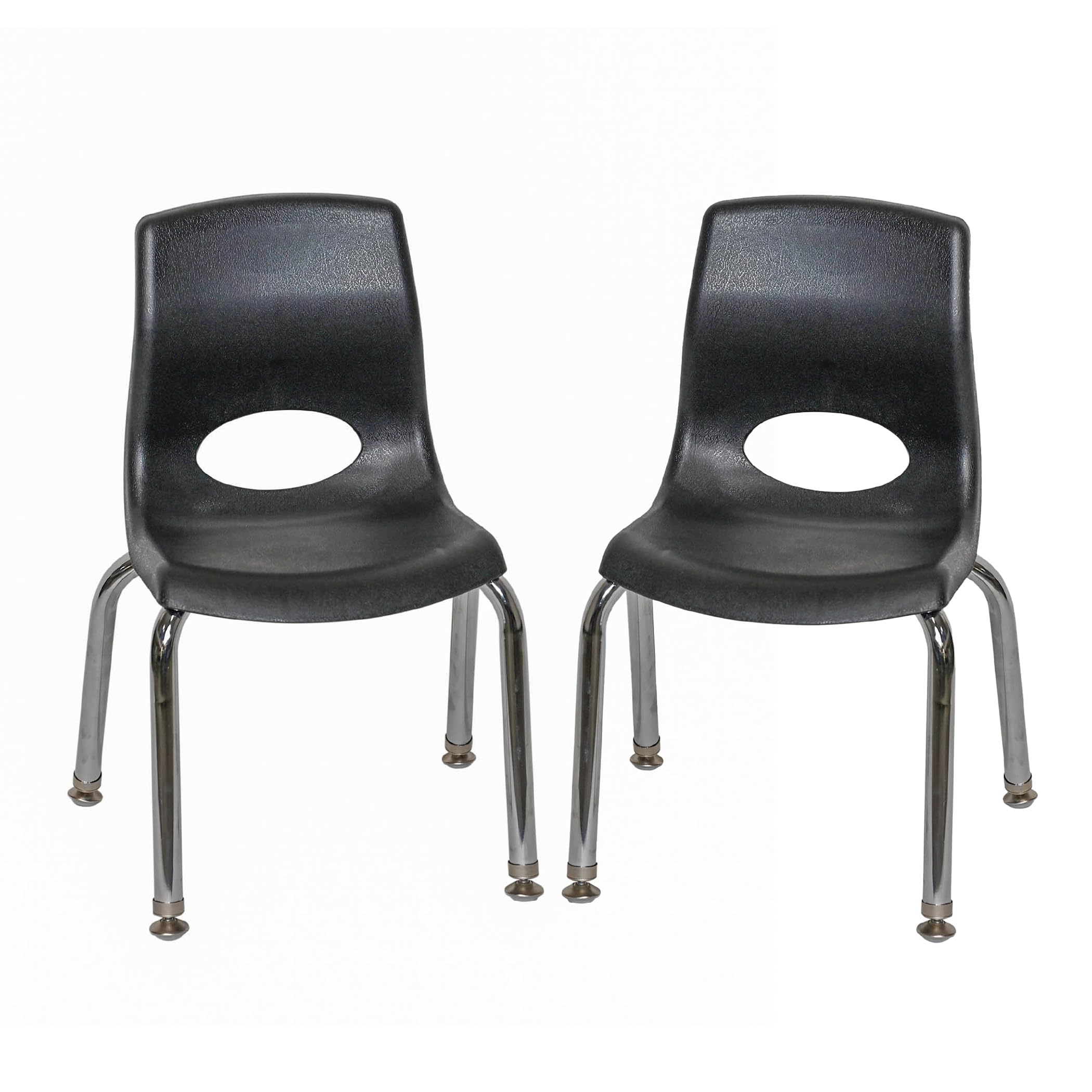 Children’s Factory MyPosture Plus 10" Chair, Black with Chrome Legs, 2 Pack, Stackable Ergonomic Seating Solution for Classrooms and Homeschools