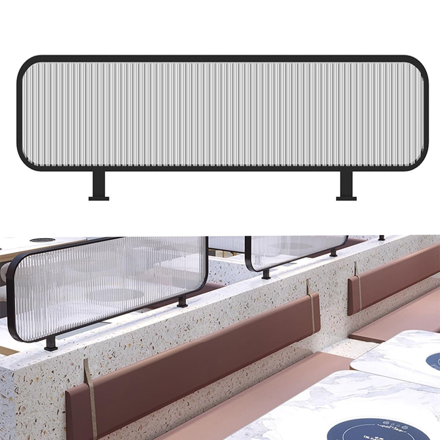 Genérico Panel Divisor acrílico Esmerilado Independiente para privacidad, con diseño de Clip, Barrera de Escritorio, mampara divisoria para restaurantes comerciales.