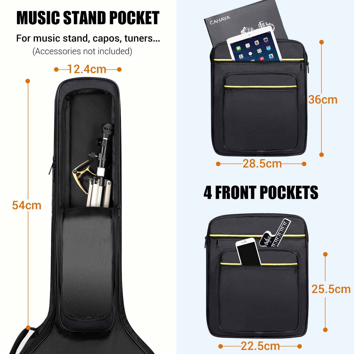 CAHAYA Funda para Guitarra Acústica Jumbo Dreadnought 42/43/44 Pulgadas Estuche Guitarra con 2 Formas de Transporte