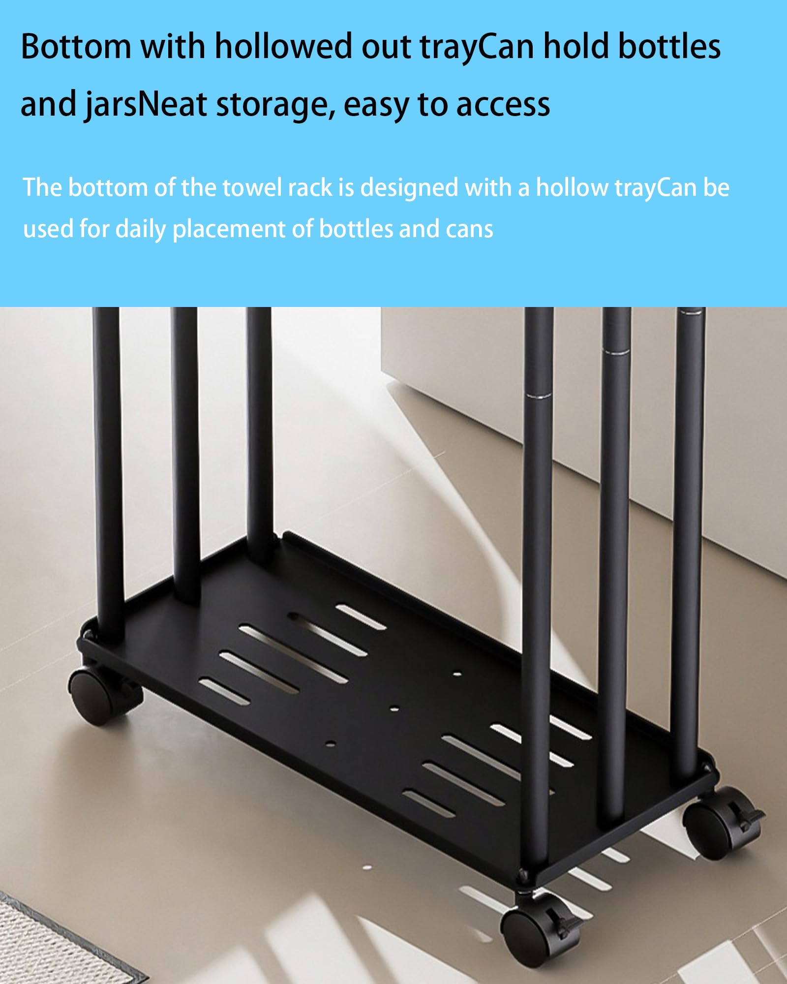 Toallero de Pie de 3 Niveles, Toallero Escalera con Estante y Ruedas, Ahorra Espacio, Material Metálico, Toallero de Piscina para Exteriores, para Baños, Salón, Negro