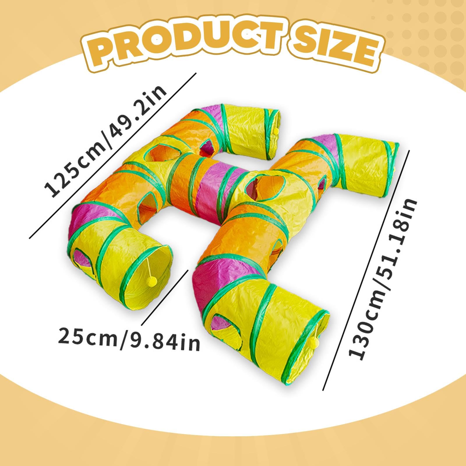 para Gatos Juguete Interactivo Plegable Mascotas Tubo de Juego con Bola Material Poliéster Reforzado Adecuado para Gatos Perros Pequeños, Vistoso