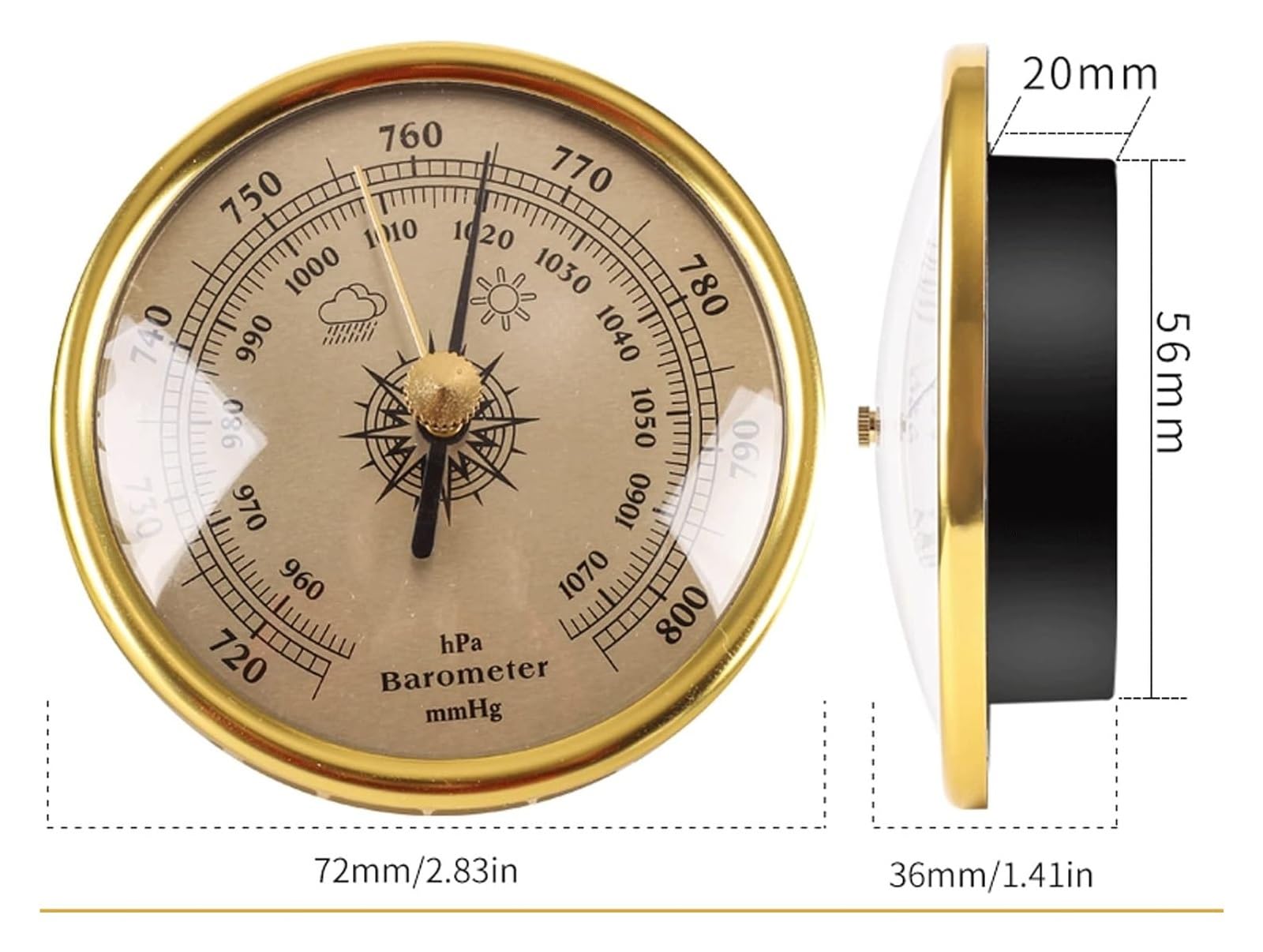 Rein mechanische Wetterstation mit barometrischem Druck,Barometer