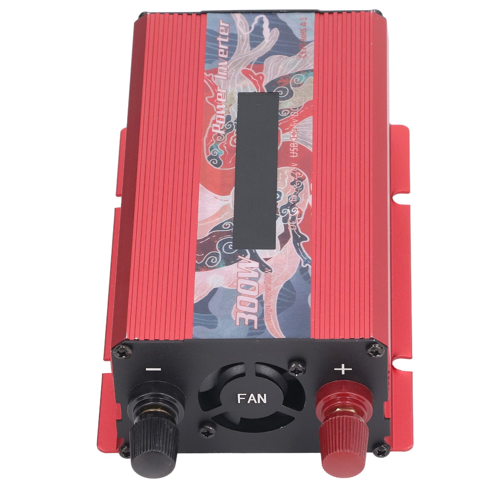 Samochodowy Przetwornica Napięcia 300 W Przetwornica Sinusoidalna ze Stopu Aluminium DC 12 V na AC 220 V z Wyświetlaczem LCD USB 2 A i Wentylatorem Chłodzącym do Podróży Samochodem Kemping