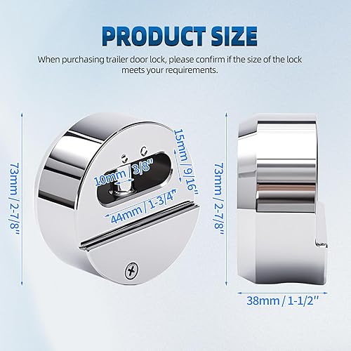 Miniatura 2 de Mardili Candados de disco de remolque con grillete oculto con llave similar, cerradura de disco de 2-78 pulgadas, cerradura de puerta para camiones
