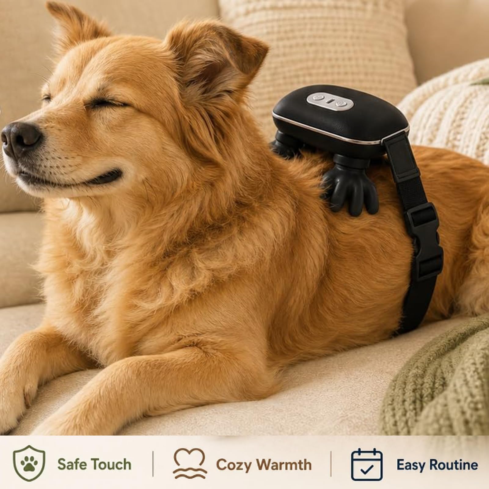 Dog Massager with Hands, Calming Pet Massager, Elektrisches Handmassagegerät für Hunde und Katzen, Automatische Haustiere Kopfmassagegerät mit 3 Stufen für Entspannung, Tiefenmassage (Schwarz)