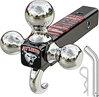 Ayleid Tri-Ball Trailer Hitch Mount with 1-7/8", 2", 2-5/16" Balls, Tow Hook & Shackle - 5000-12000 lbs, 2" Receiver