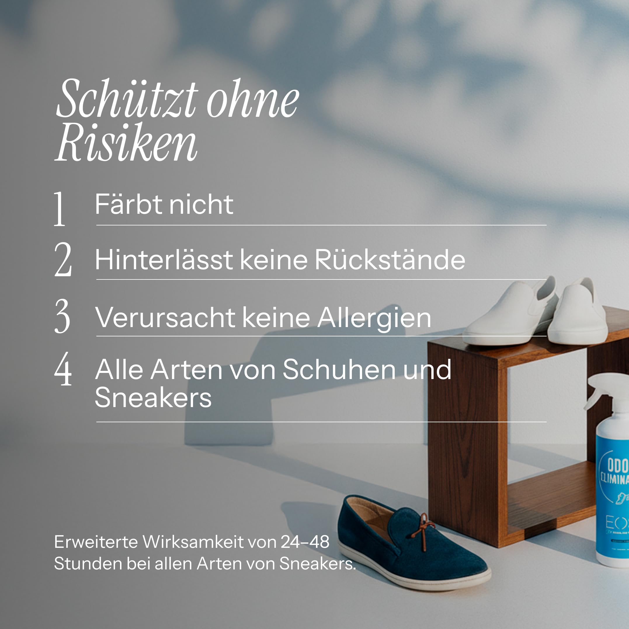 EOS (1L) Schuhdeo gegen Geruch | Schuh Geruchsentferner & Geruchsneutralisierer | Effektives Textilerfrischer Spray gegen Schweißfüße | Für alle Schuharten, Materialien & Textilien geeignet