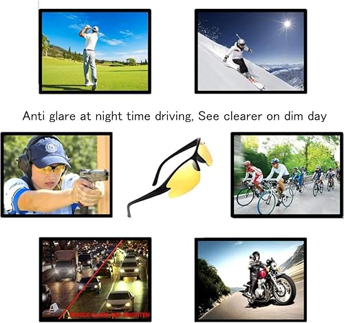 Miniatura 4 de Gafas de conducción nocturna para hombres y mujeres gafas de sol de seguridad con lente HD amarilla marco de plástico antirreflejos protección UV