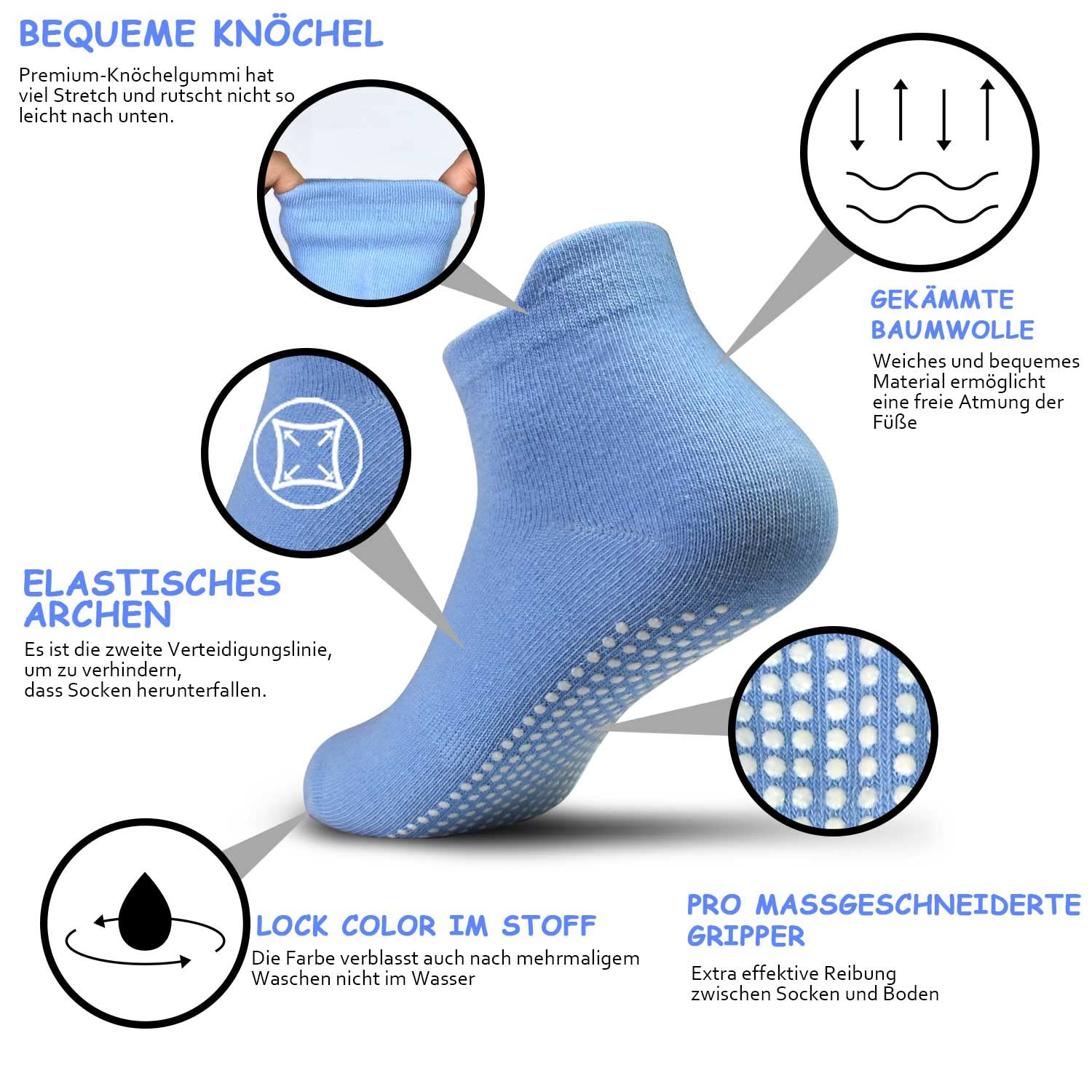 GRPSKCOS Lot de 12 paires de chaussettes antidérapantes en ABS pour enfants de 6 à 12 mois, 1 à 7 ans, garçons et filles