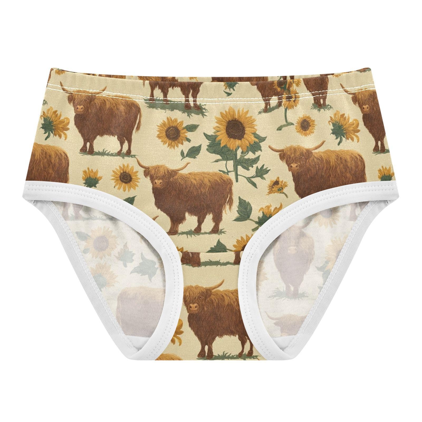 Wusikd Highland Cattle 3 Girls Underwear Cotton Girls Briefs Soft Toddler Underwear 2T