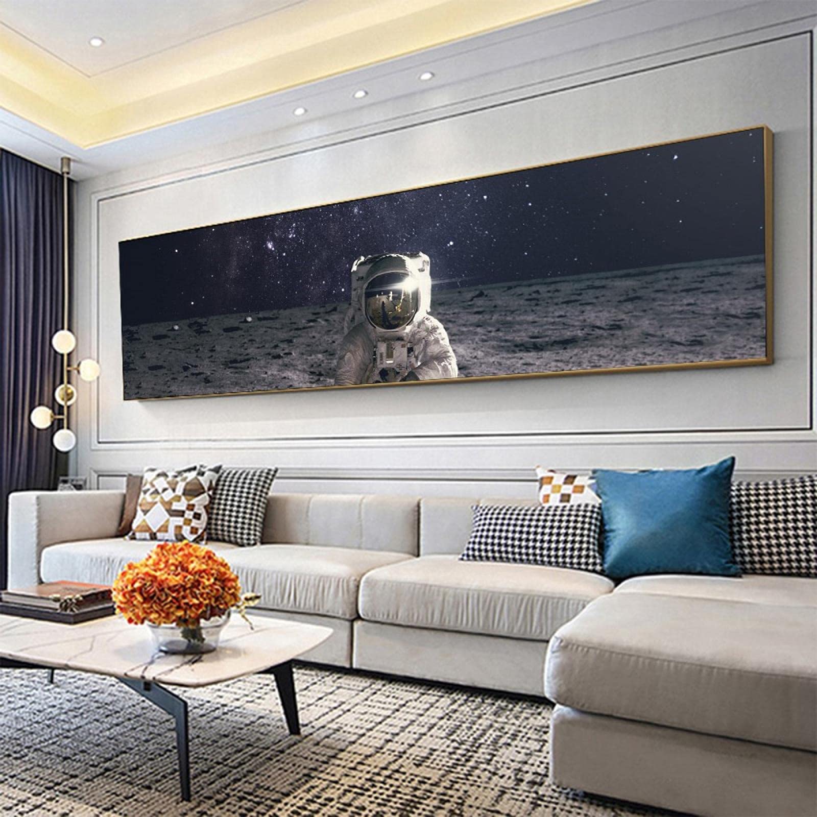 Toile Espace Astronaute 60x180cm, impression HD sans reflet pour deco salon lumineuse