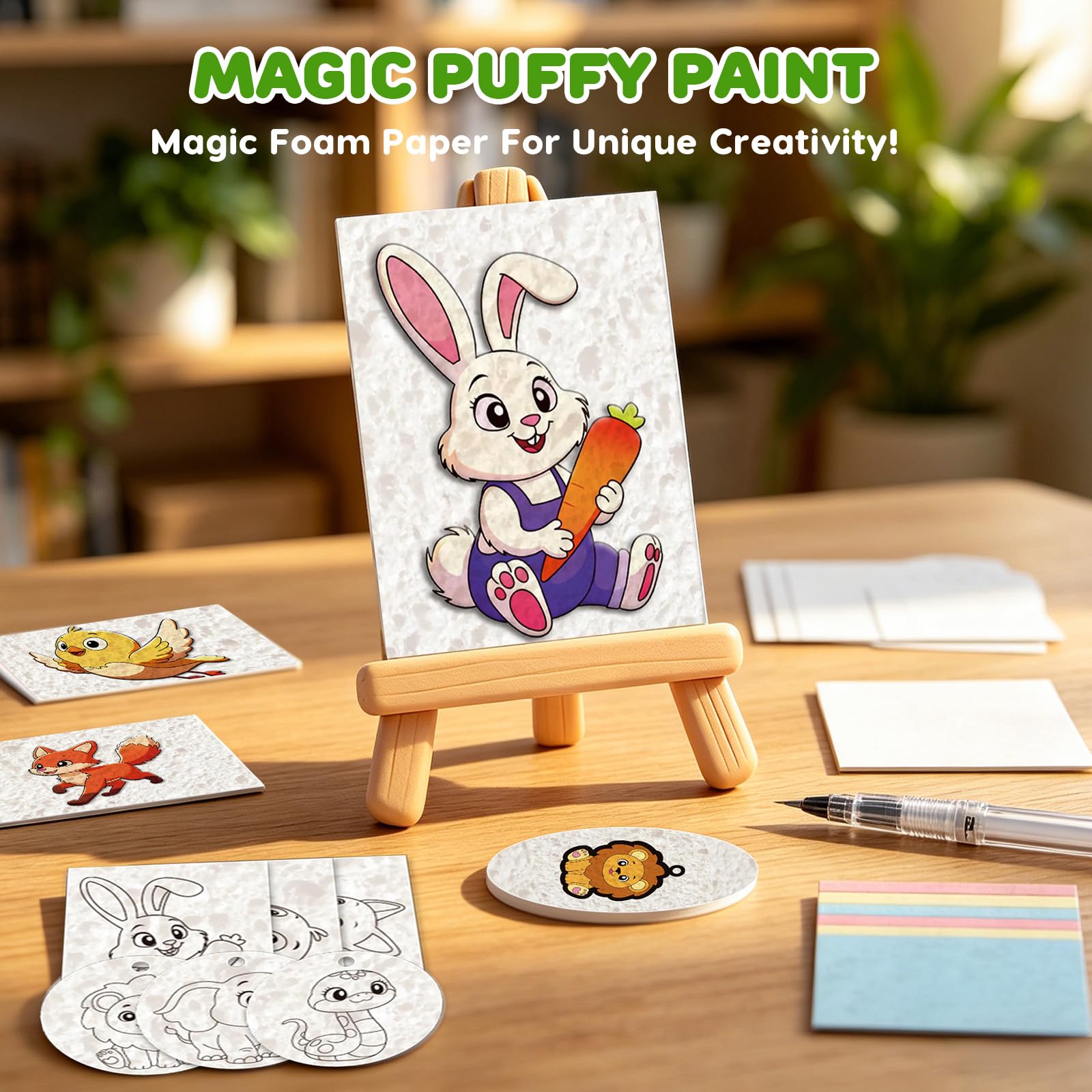 62Pcs Art Crafts Kit for Kids 3D Aqua Puffs Magic Foam Texture Magic Painting Set for 3 Old - Image 7