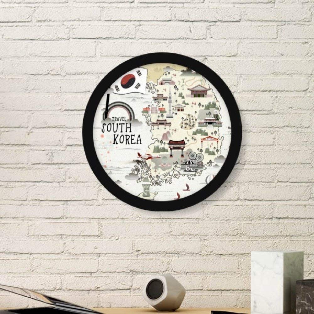 Cadre photo rond Corée du Sud et monuments stickers muraux décoratifs noir