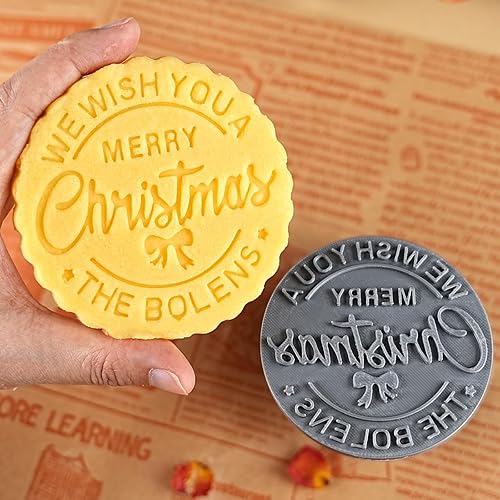 UNIGIFTIME Personalized Christmas Cookie Stamps 3D Printing Merry Christmas Custom Cookie Cutter Baking Mold