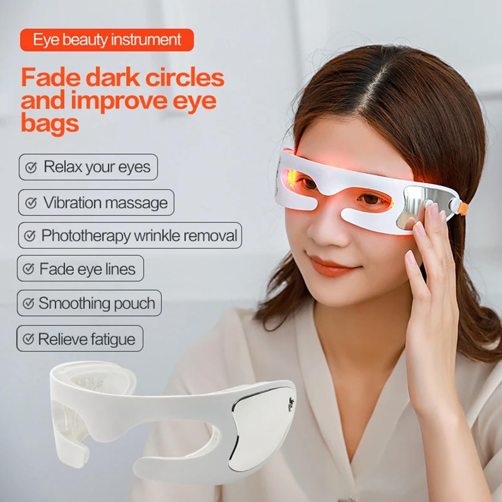 Gafas de masaje con luz, herramienta de masaje ocular portátil