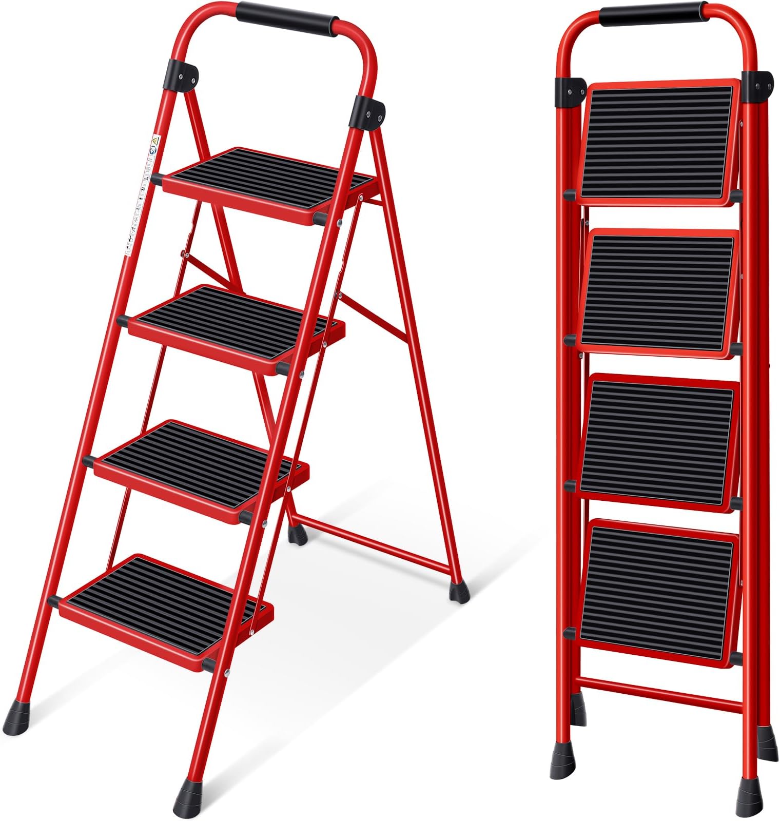 Werner 374 Single Sided Step Ladder with Pail Shelf, 300 Lb, 3 in, 3 in