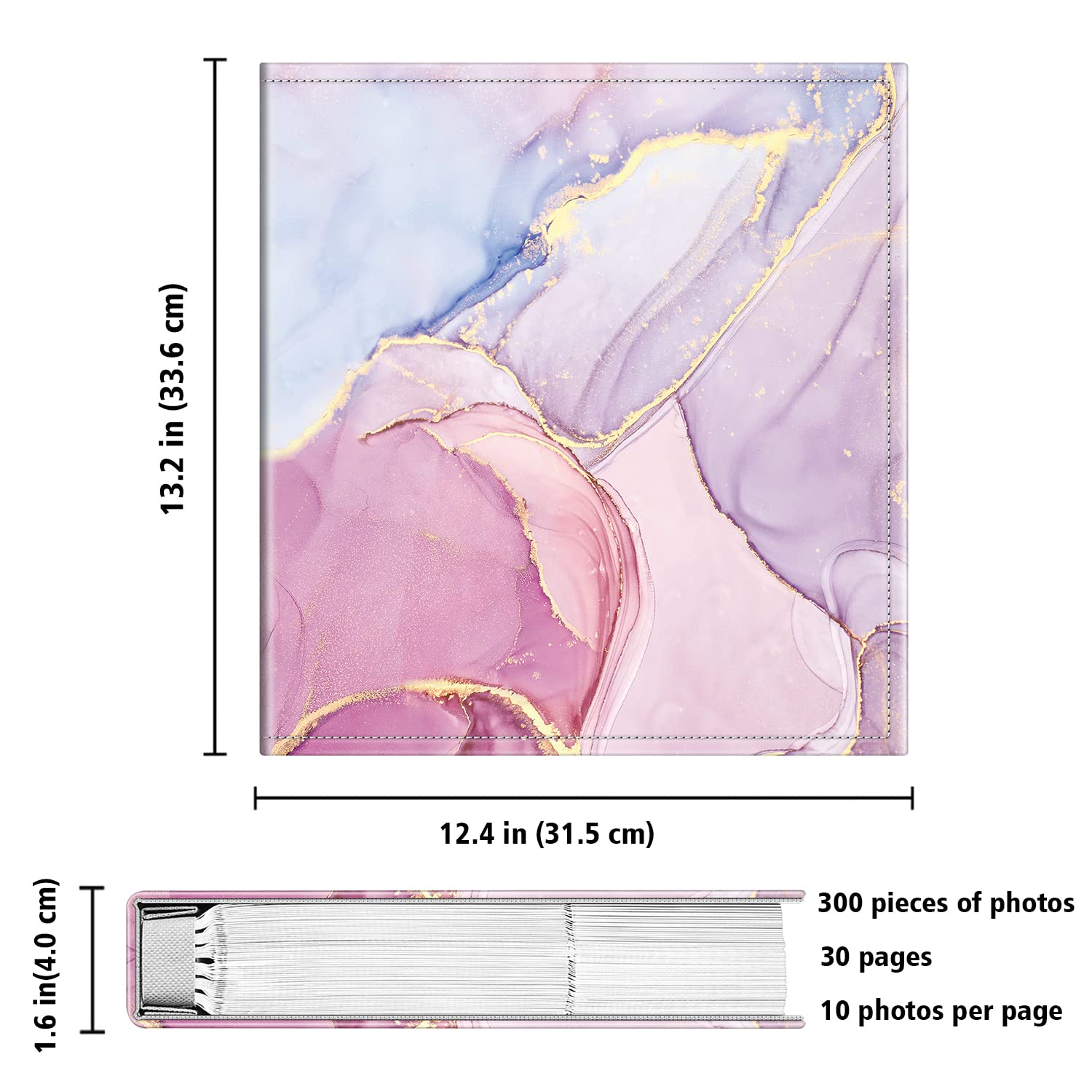 Fintie Álbum de fotos de 4 x 6 pulgadas, 300 bolsillos de gran capacidad, piel vegana de alta calidad, funda para libro de fotos familiar, boda, aniversario, bebé, vacaciones, mármol de ensueño