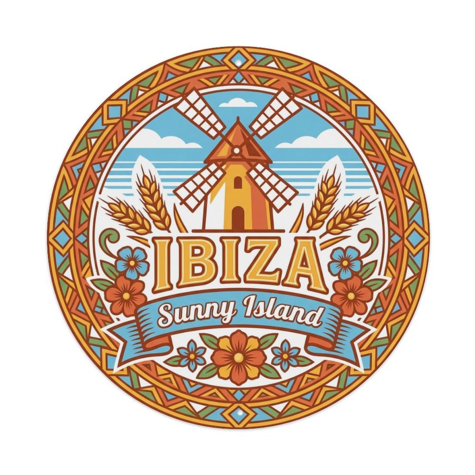 Vintage Travel Ibiza Spain Backdrop Metal Tin Sign