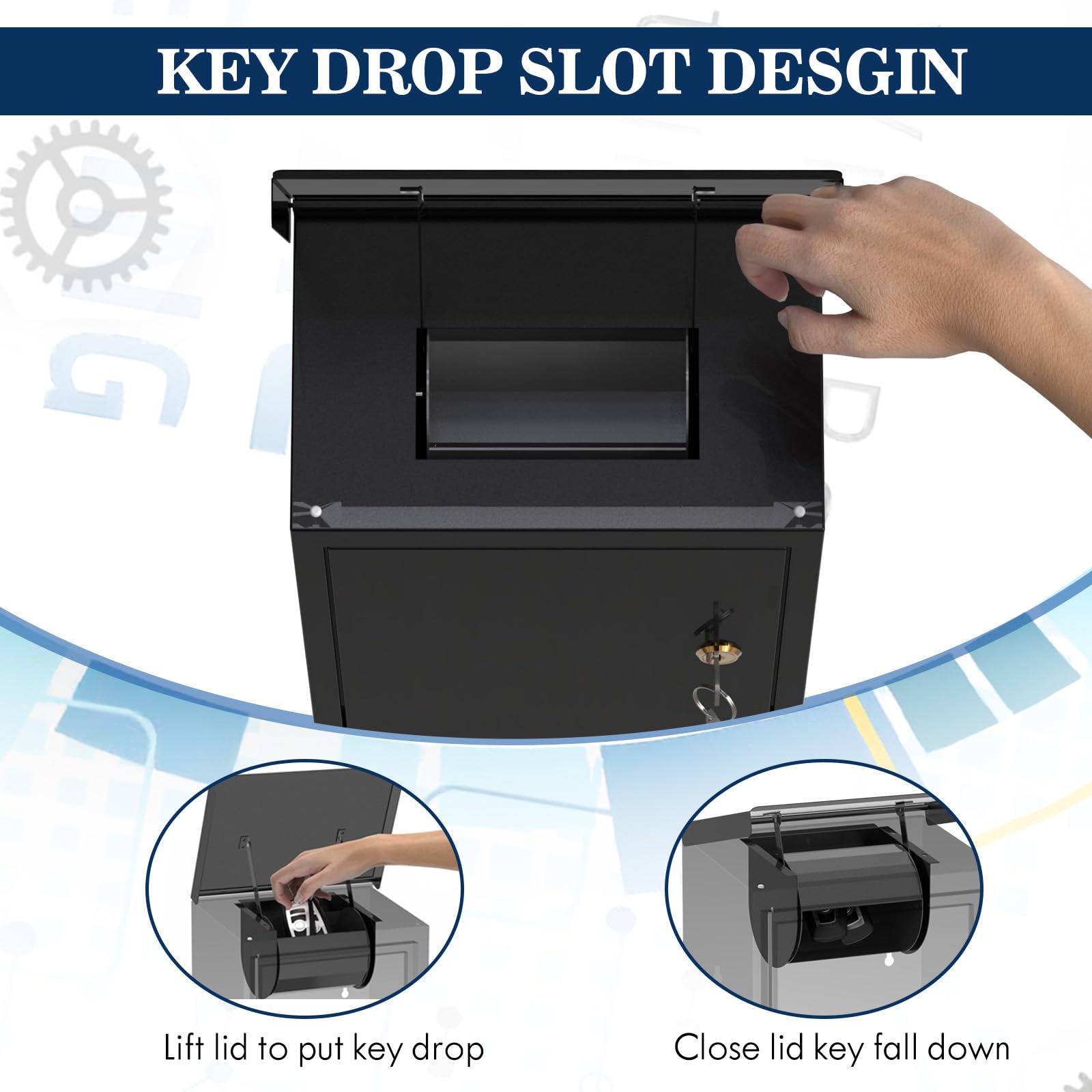 Lockbox For Keys Smart Key Drop Box With 4 Unlock Methods - Wall Mount ...