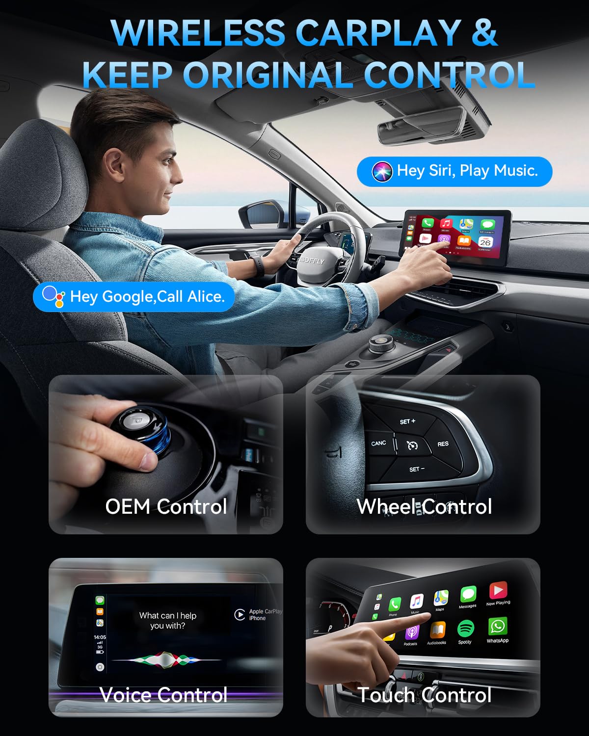 Adattatore Carplay Wireless per iPhone，2025 Upgrade Dongle Apple CarPlay Wireless Plug & Play via USB-A,Compatibile con iOS 10+ e auto con CarPlay. (CP1-G)