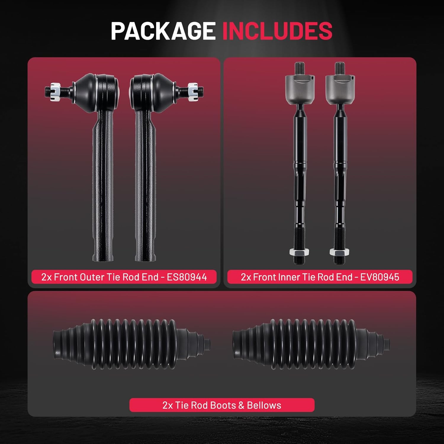 BDFHYK 6pcs Tie Rod Ends Kit Compatible with Toyota Highlander 2004-2007,2*Inner EV80945+2*Outer ES80944+2*dust cover