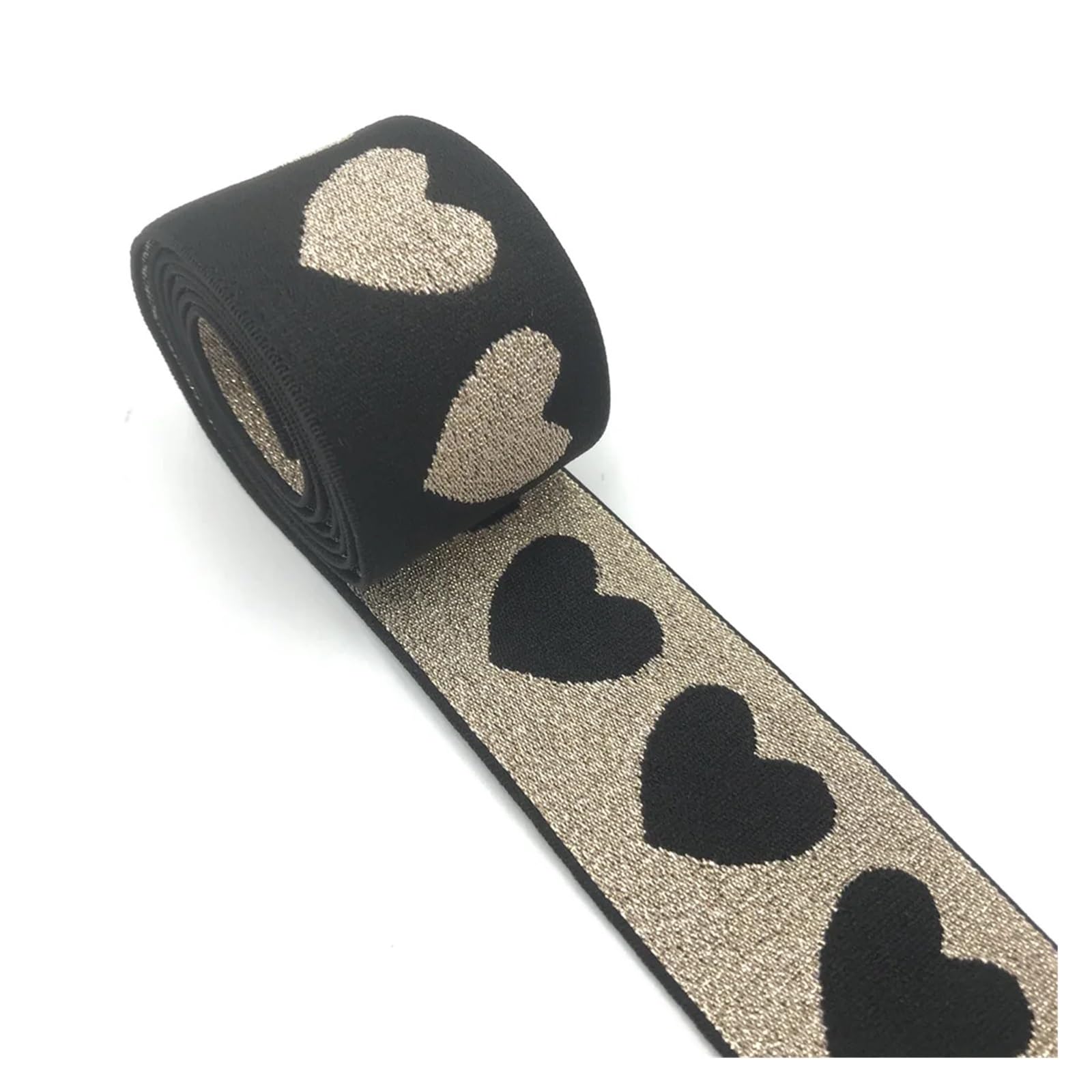 2 m/partia 27/40mm serce gwiazda lampart brokat srebrne opaski elastyczne żakardowa elastyczna wstążka do spodni odzieżowych DIY akcesoria krawieckie(Heart gold,27mm 10Meter)