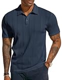 Mens Textured Knit Polo Shirts Regular Fit Stretchy Golf Shirts