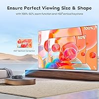 Vista 3 de 【Electric Focus】Native 1080P Projector with WiFi and Bluetooth, 4K Support Projector with Zoom Function, Outdoor Movie Projector for Phone/Laptop/TV