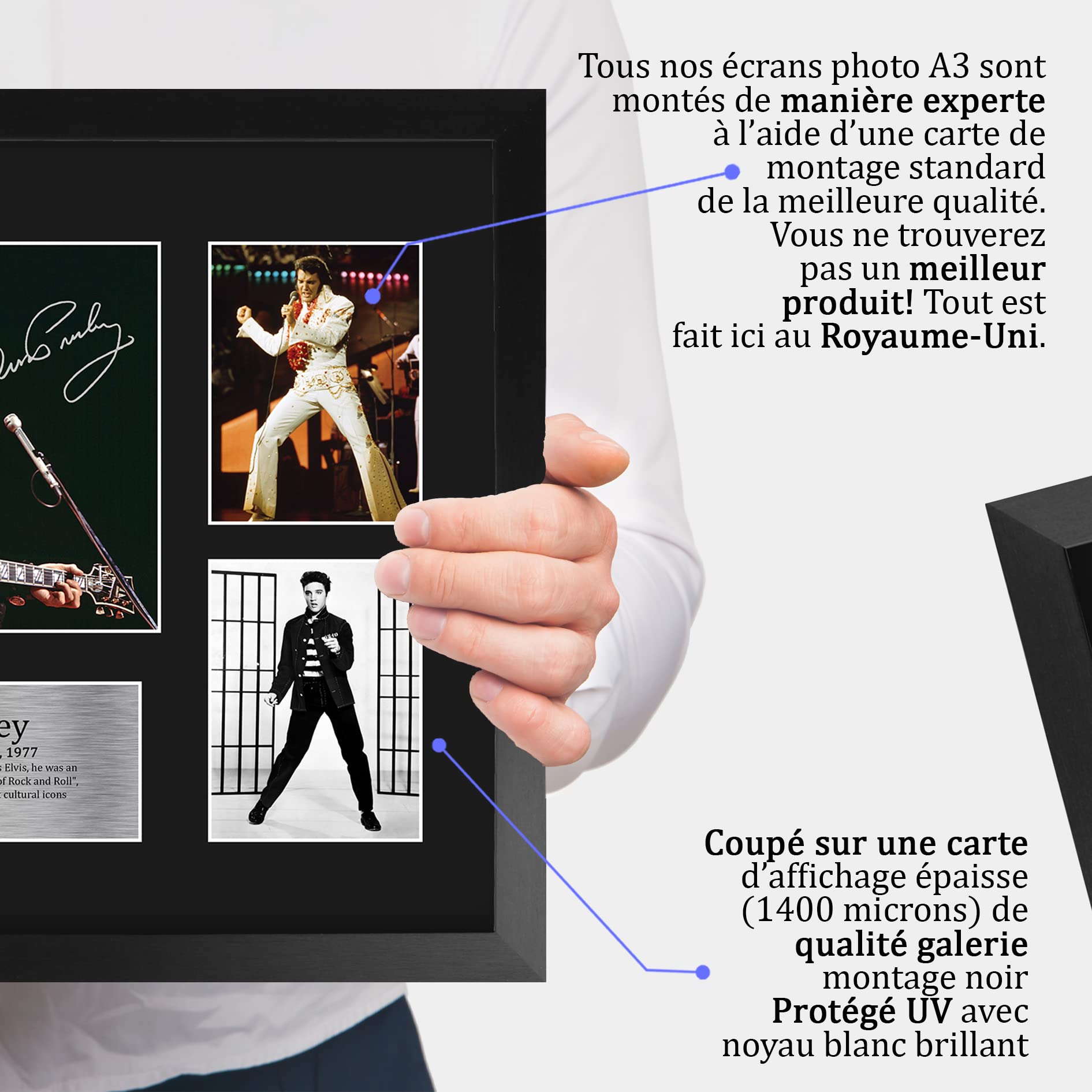 HWC Trading FR A3 Elvis Presley The King Cadeaux Imprimé Signé Autographe Photo pour les fans de musique - A3 Encadré