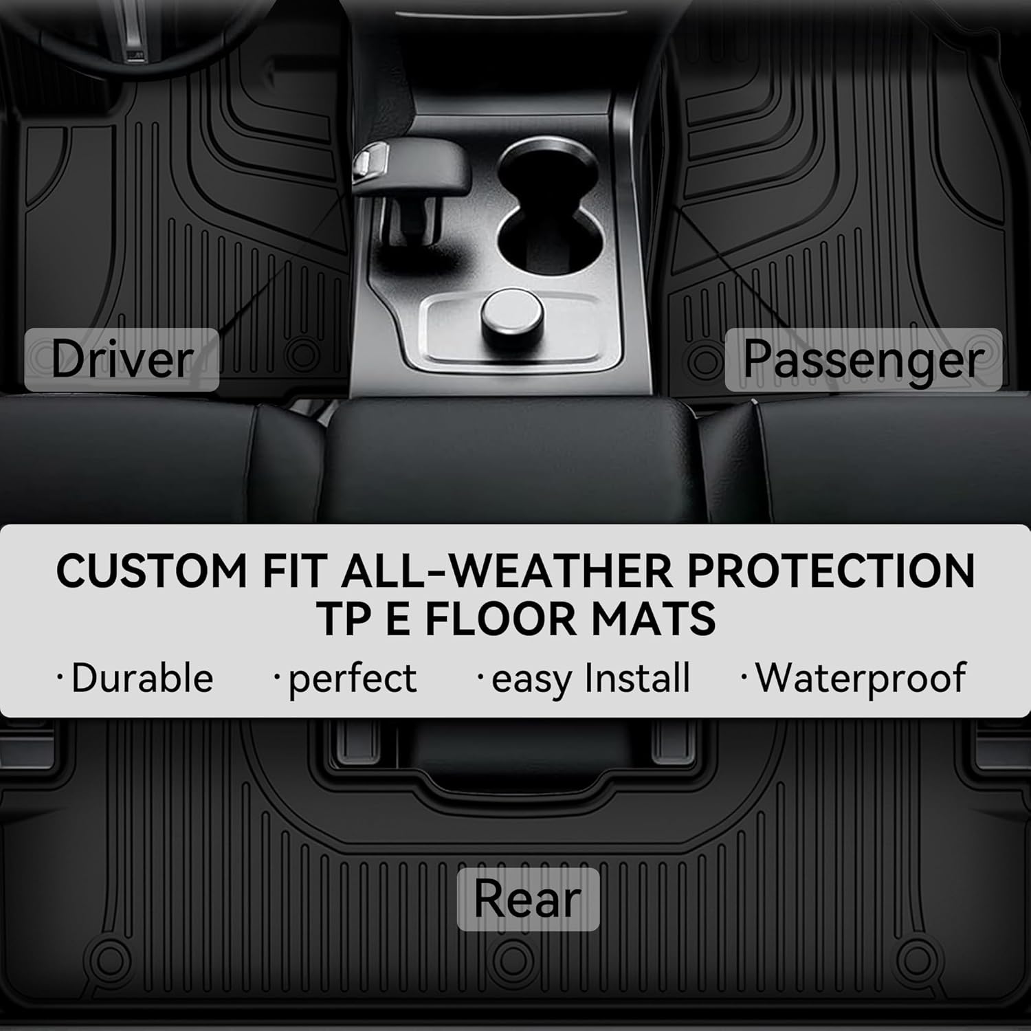 TTX LIGHTING Floor Mats Compatible with Toyota Highlander 2014-2019 Cargo Liner & Backrest Mat TPE All Weather Protection Floor Mat Include 1st 2nd 3th Trunk Mat Black - Image 3
