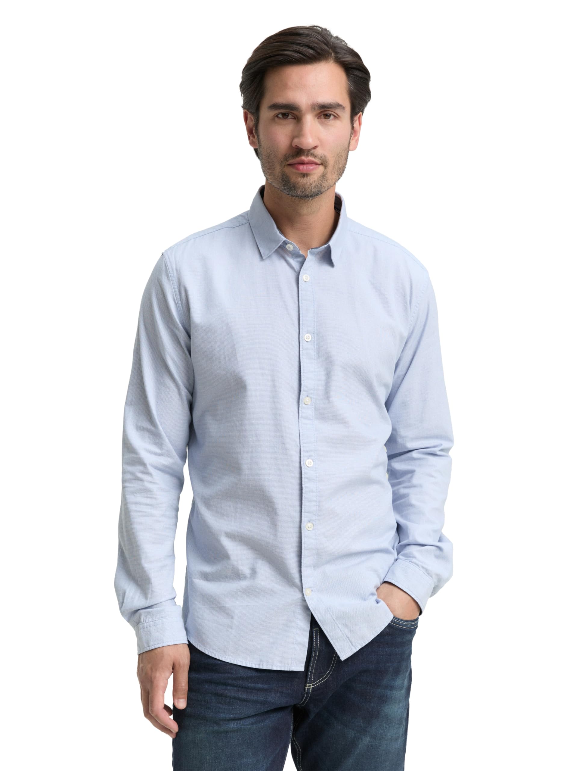 TOM TAILOR Camisa Regular Fit De Manga Corta Para Hombre 2XL Azul