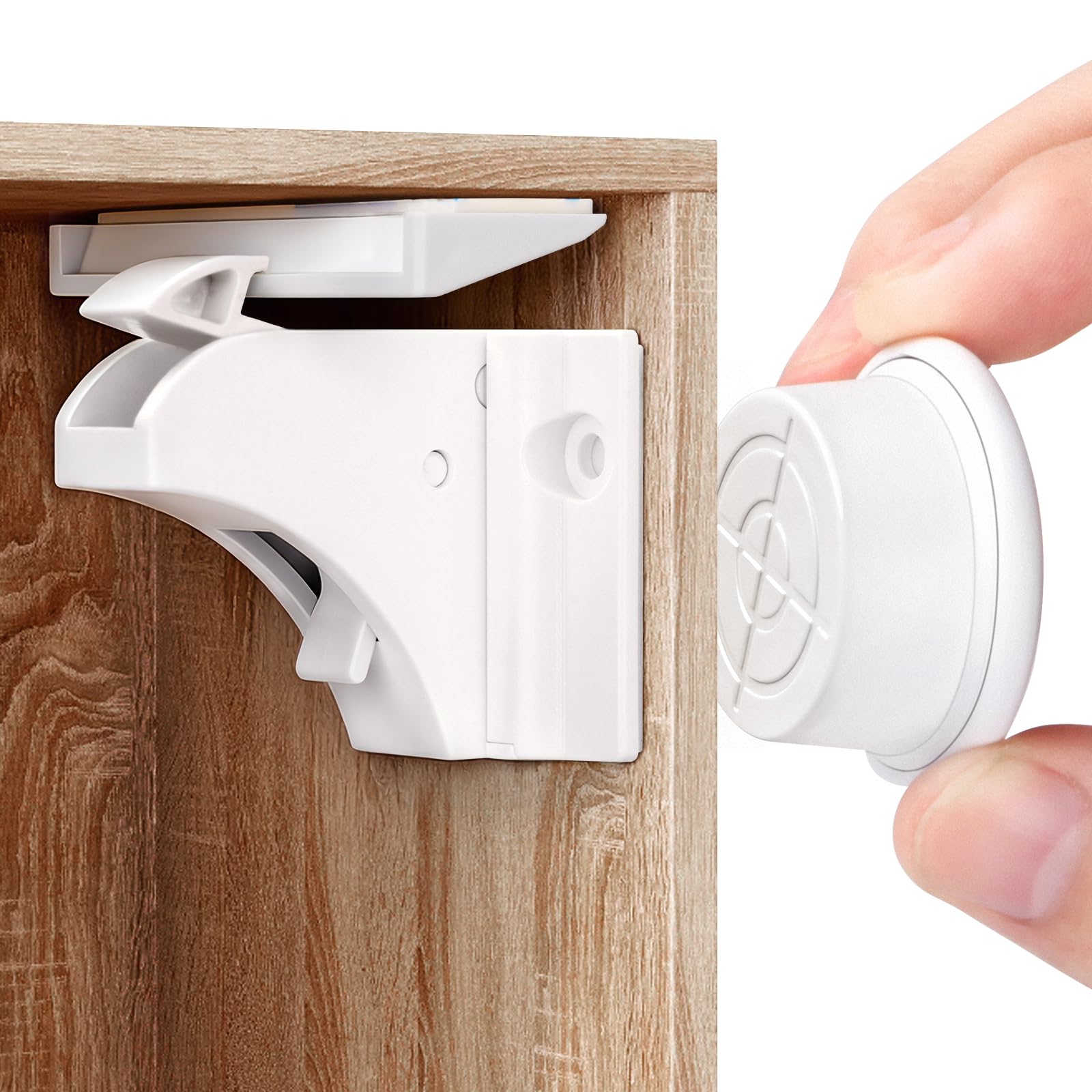Child Safety Magnetic Cupboard Locks (10 Locks + 2 Keys) | No Tools or Screws Required | Easy Install Baby Proofing Locks for Kitchen Cabinets, Drawers & Bathroom Vanities