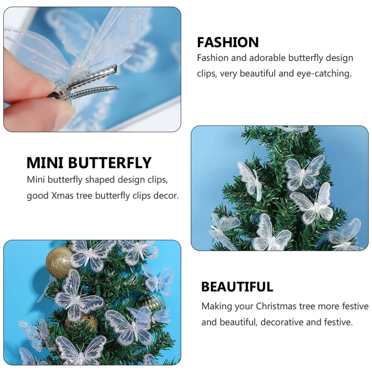 DOITOOL 5 Sätze Künstliche Schmetterlinge Mit Clip Dekoration Für Diy Bastelprojekte Große Stoffschmetterlinge Für Hochzeiten Geburtstage Weihnachten Und Mehr 12 Stück * 5